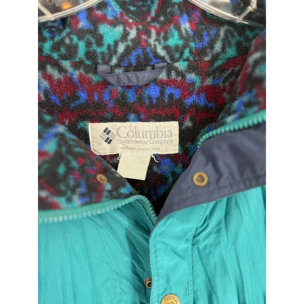 Columbia Parka Jacket Vintage 90s Hooded Fleece Lined Mens Large‎ Teal